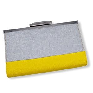 RACHEL by Rachel Roy yellow and grey clutch